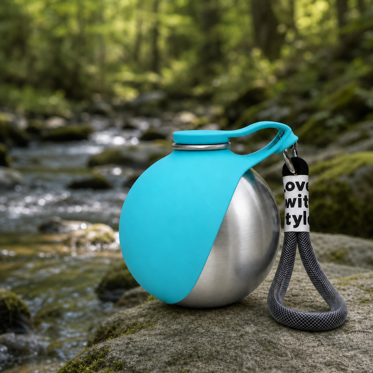 Trailbound insulated dog water bottle in Brook Blue